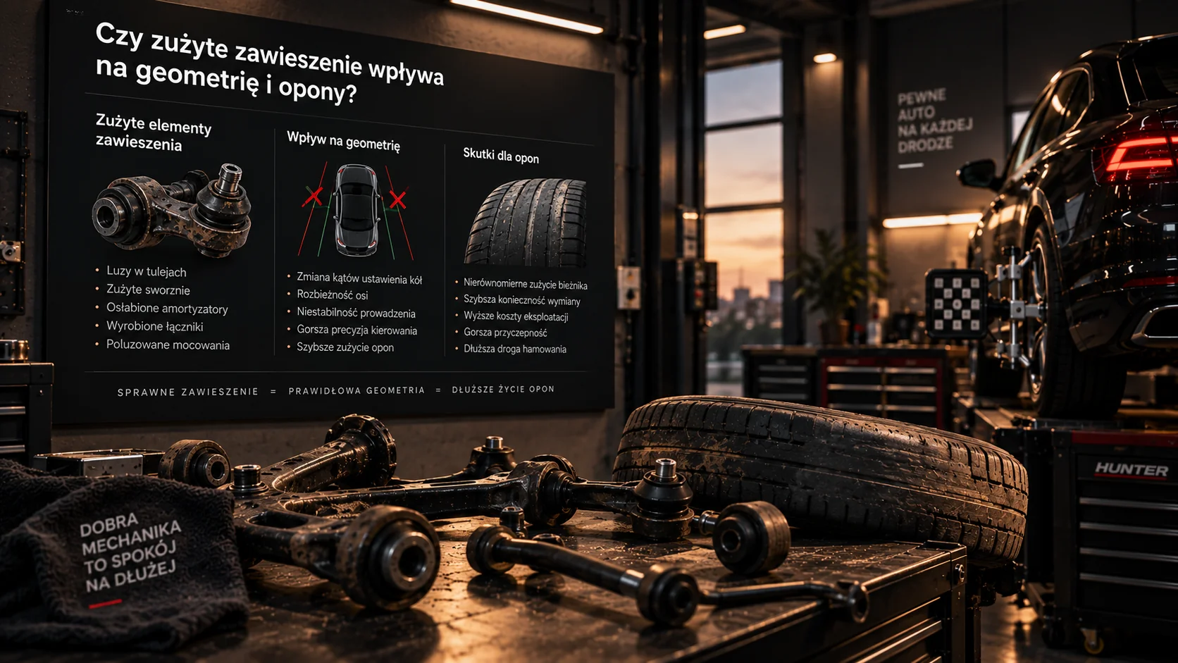 Czy zużyte zawieszenie wpływa na geometrię i opony?